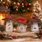 Preview: Weihnachtsdeko Pilzhäuser – 3er-Set in Rot & Weiß